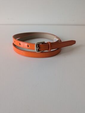Cole Haan Village Skinny Orange Patent Leather Belt M